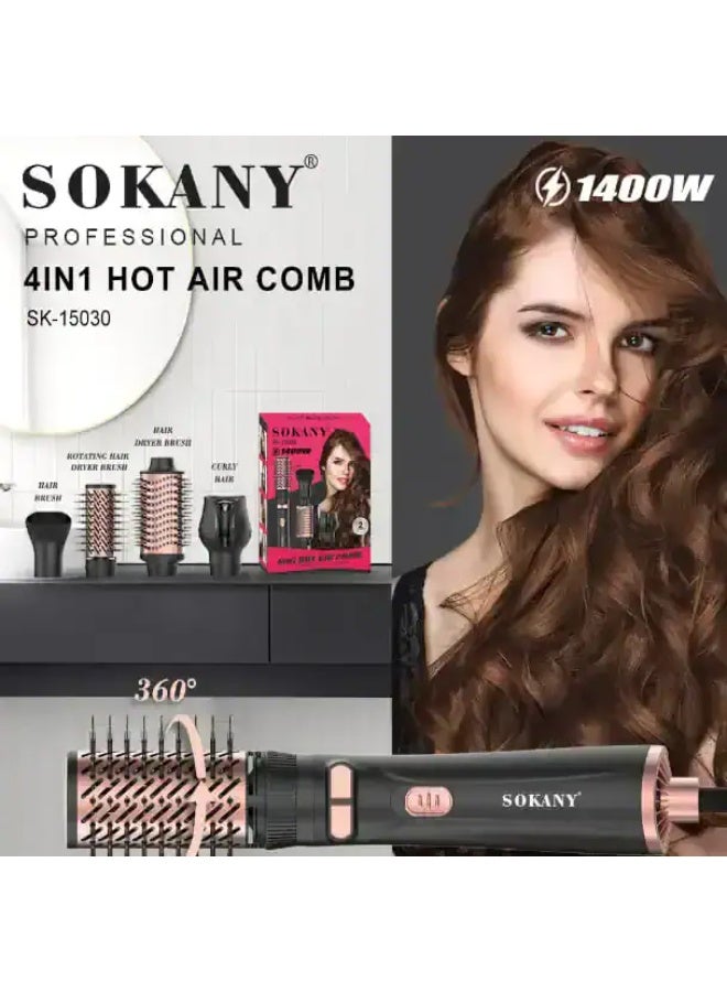 Sokany 4-in-1 Rotating Hair Dryer Set, 1400W, 4-in-1 Function: Straightens, Curls, and Creates Multiple Styles. Model SK-15030 - Image 3